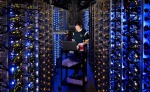 This photo shows a Google technician working on some of the computers in the Dalles, Oregon, data centre.